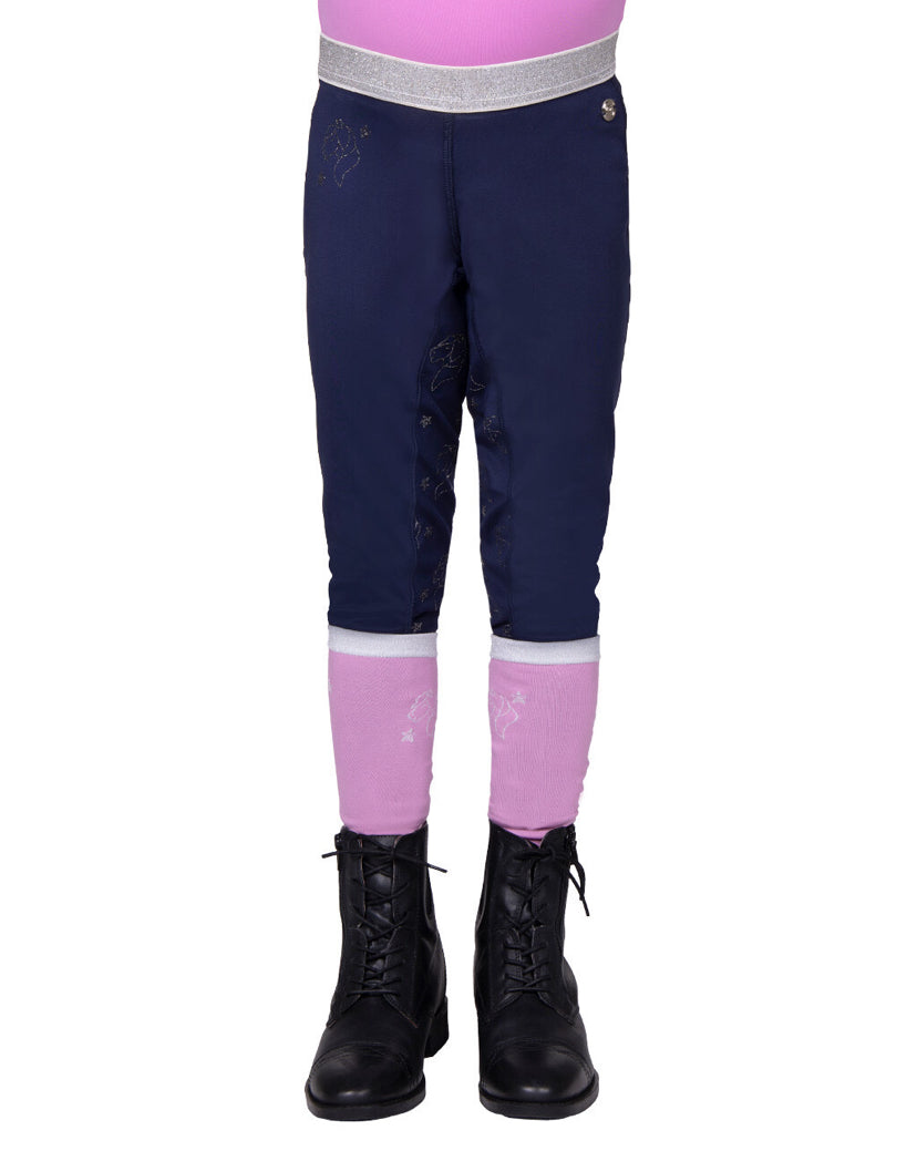 QHP Riding Tights- Gwenn Junior Navy