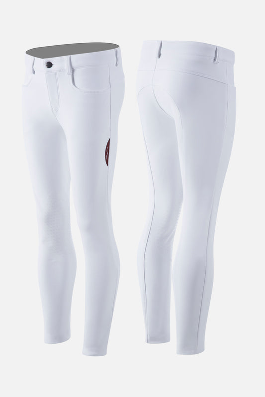 Animo Breeches Kids' Naw, Knee Grip - WHITE
